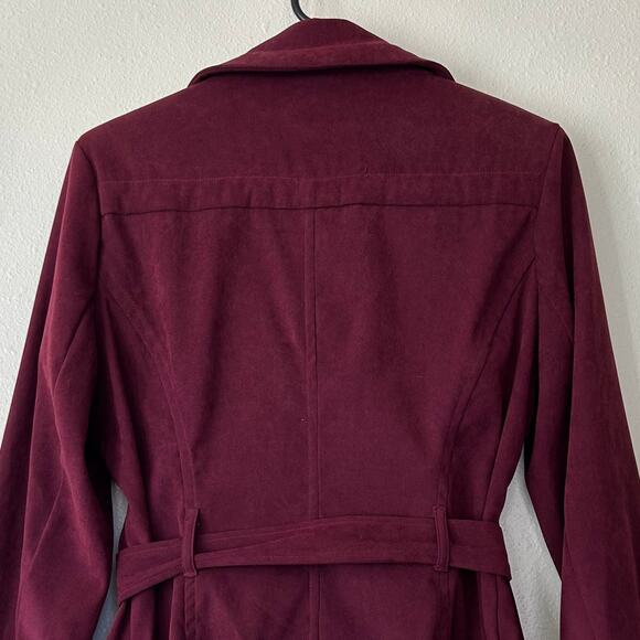 Vintage Laura Scott Blazer tie belt faux suede office career Y2K fall winter M - Picture 7 of 10